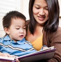 mother reading with child