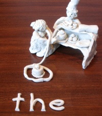 Clay model of the word The