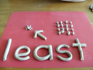 clay model of the word least