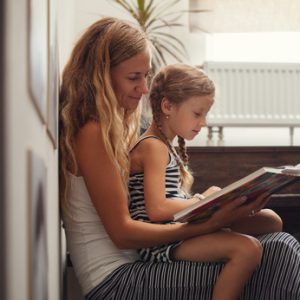 mother reading to child