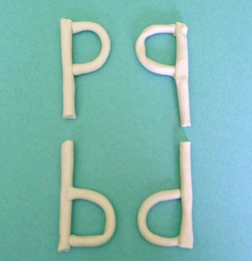 clay letters p q b d