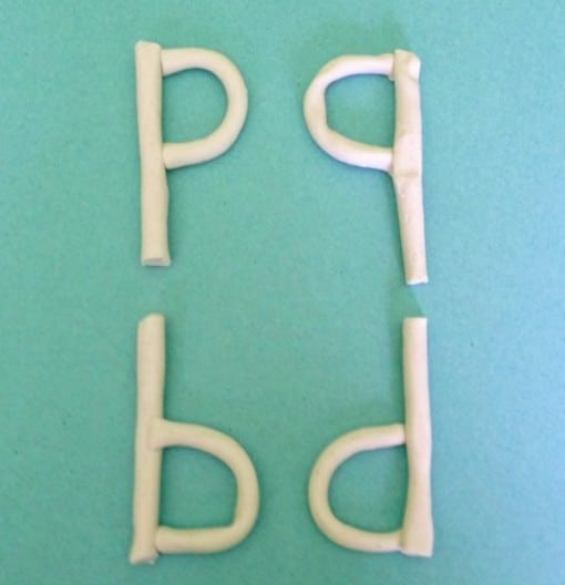 clay letters p q b d